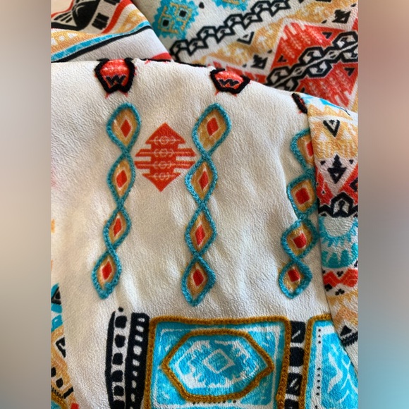 Rococo Sand Boho Embroidered Colorful 100% Silk Blouse size M - Picture 9 of 9
